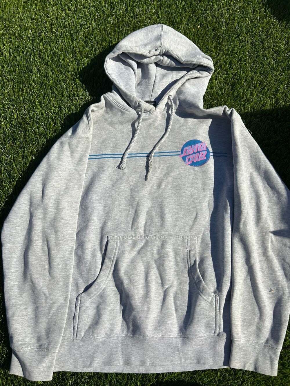 Santa Cruz Skateboards Vintage Y2K Grey 2000s Logo Hoodie L
